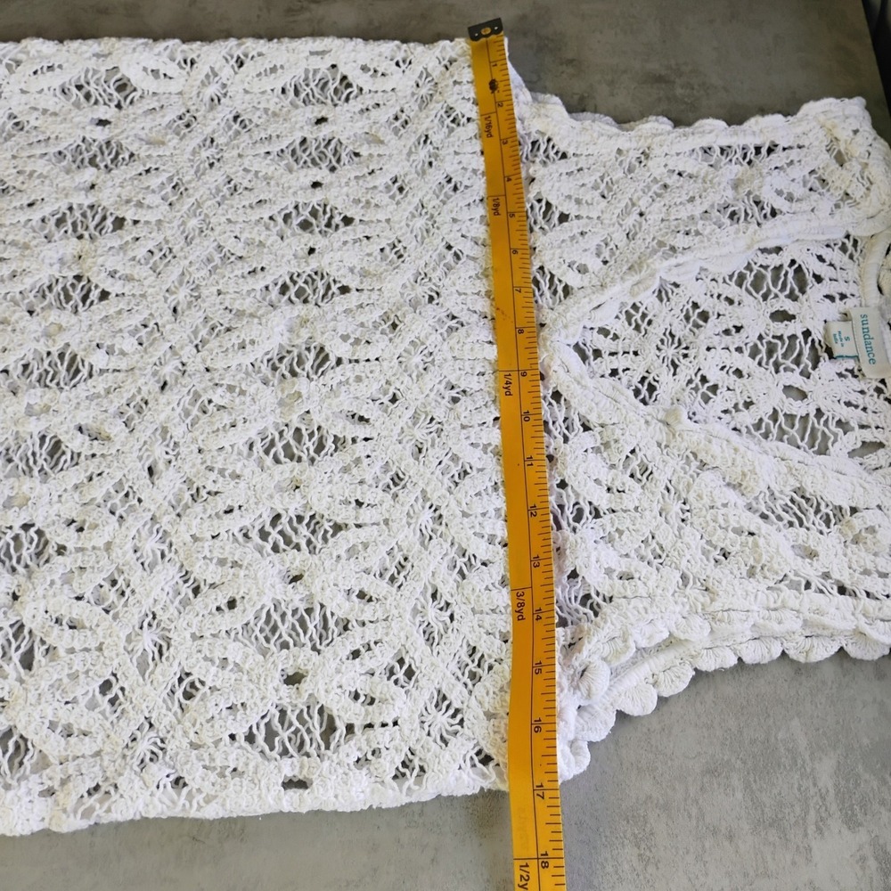 Sundance Lace Tank Top Womens Small White Crochet Knit Festival Boho Coastal - Picture 9 of 9